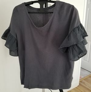 Express Ruffled Short Sleeve Top